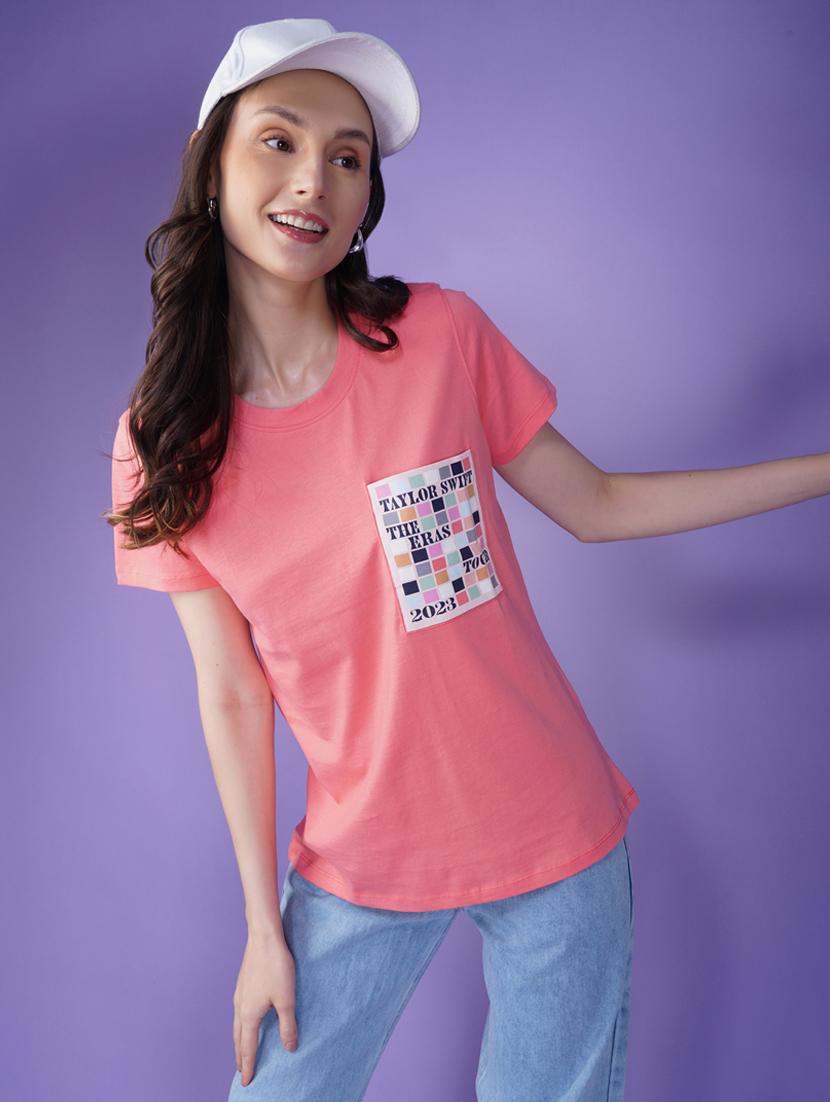 women printed short sleeve regular fit t-shirt