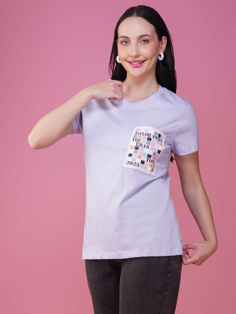 women printed short sleeve regular fit t-shirt