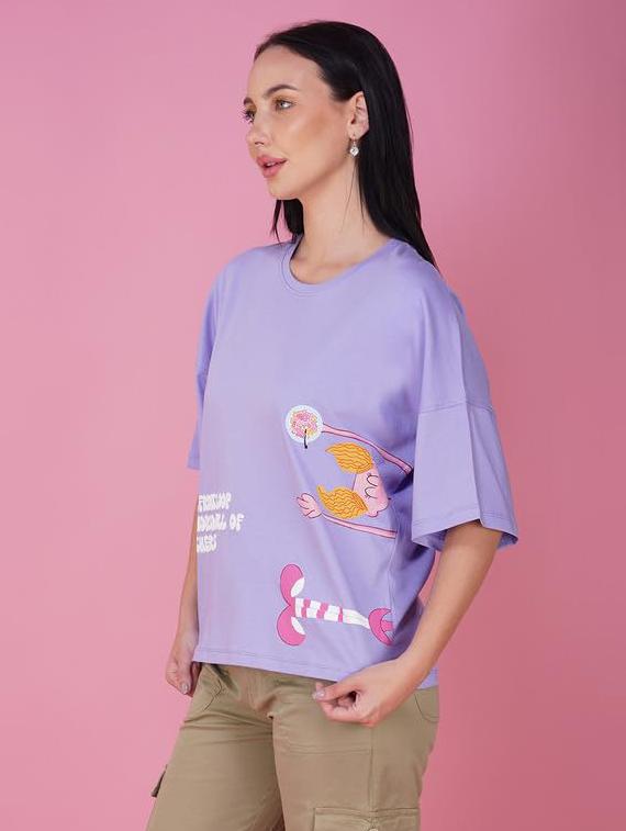 women printed short sleeve loose fit t-shirt - 21935510 - Standard Image - 3