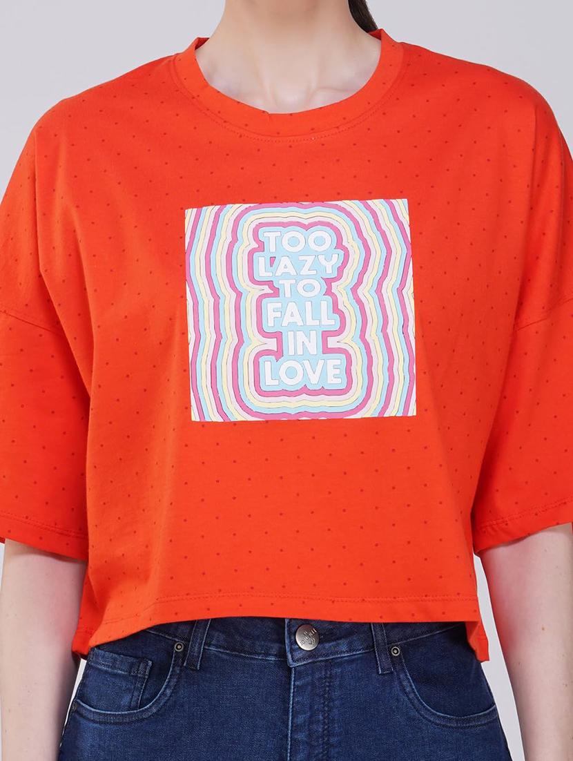 women printed short sleeve regular fit crop t-shirt - 21935512 - Standard Image - 5