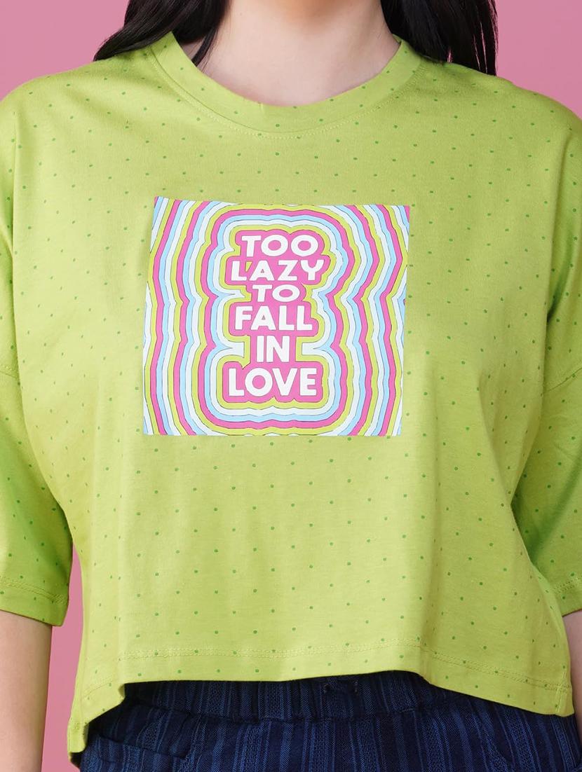 women printed short sleeve regular fit crop t-shirt - 21935513 - Standard Image - 5