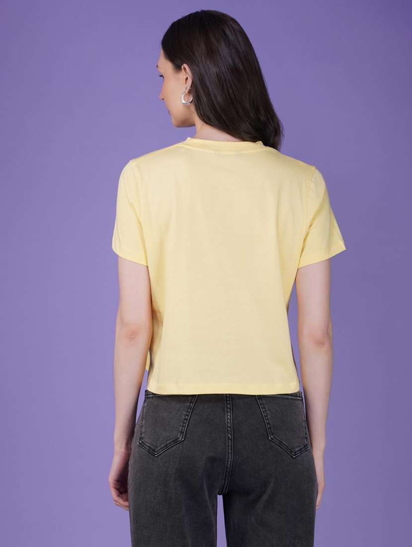 women printed short sleeve regular fit crop t-shirt - 21935515 - Standard Image - 3