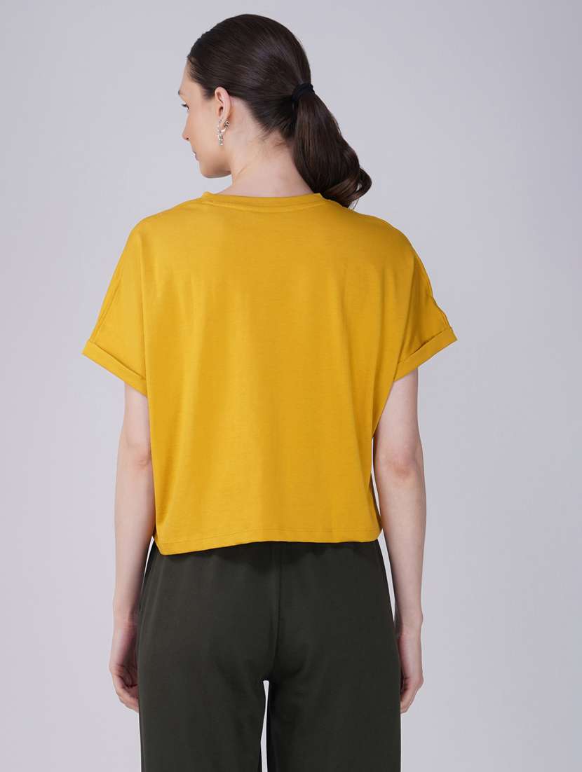 women printed short sleeve regular fit crop t-shirt - 21935516 - Standard Image - 3