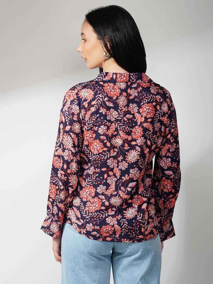 women floral print long sleeve asymmetric top - 21935521 -  Standard Image - 3