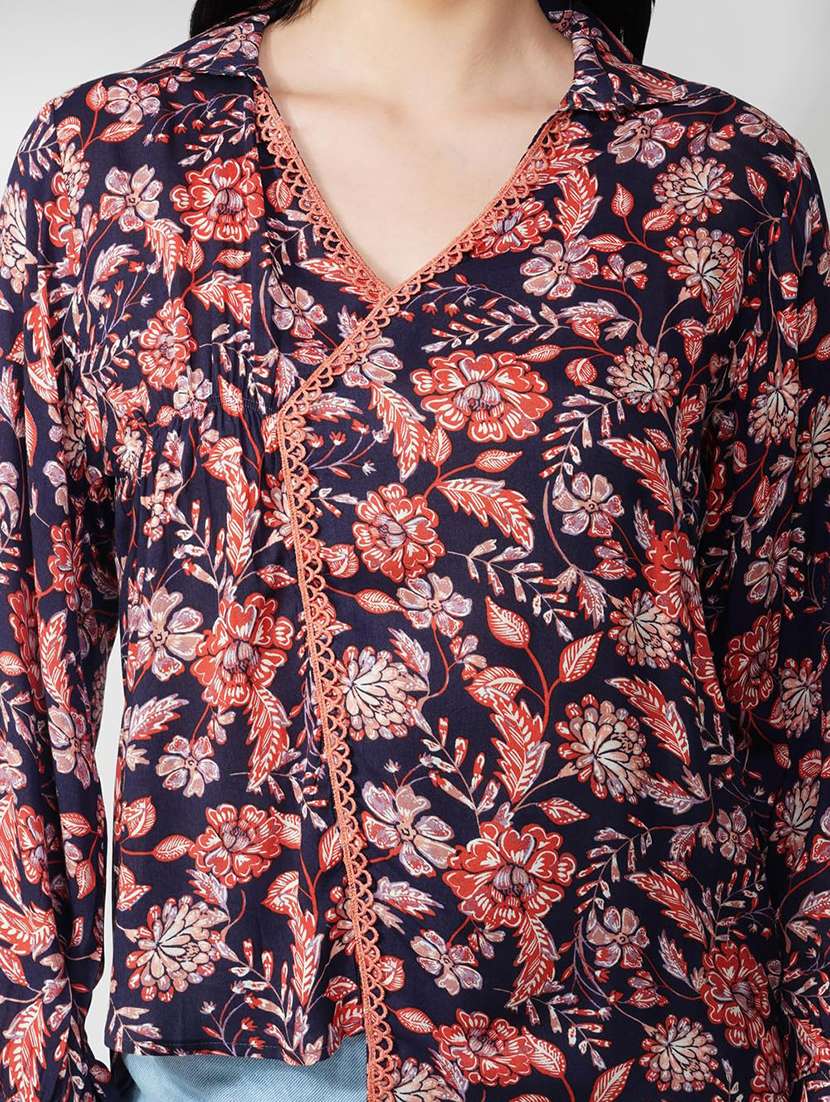 women floral print long sleeve asymmetric top - 21935521 -  Standard Image - 5