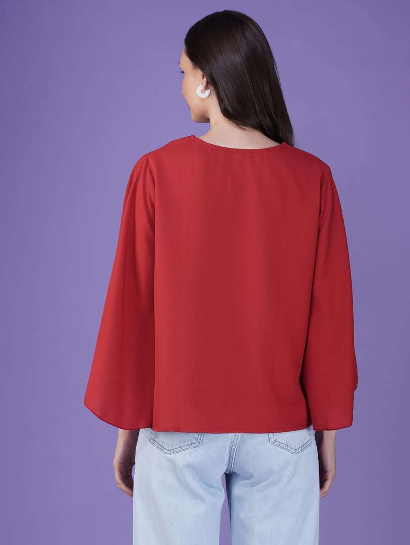 women solid flared sleeve regular top - 21935525 -  Standard Image - 3