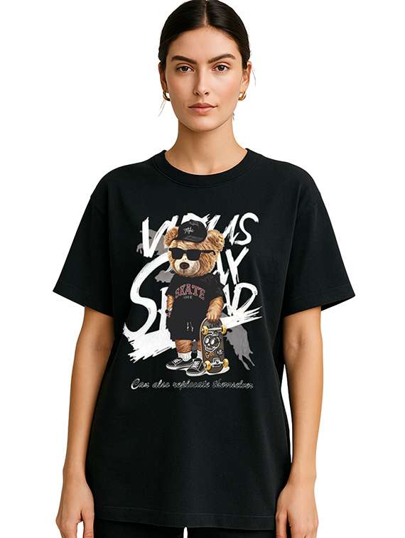women printed short sleeve oversized t-shirt - 21935529 -  Zoom Image - 0