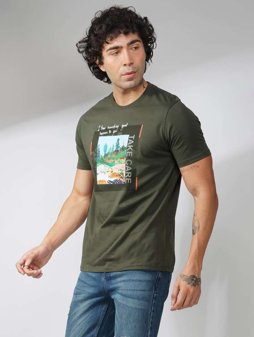 men printed short sleeve regular fit t-shirt