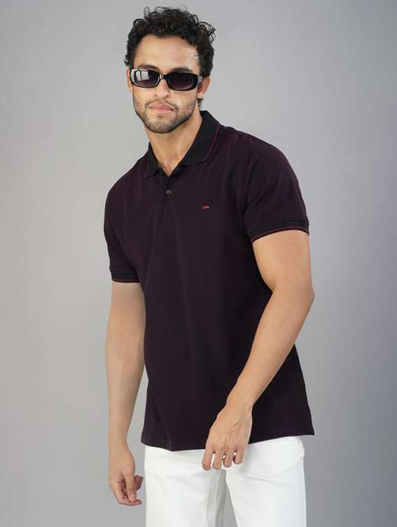 men solid short sleeve regular fit polo t-shirt
