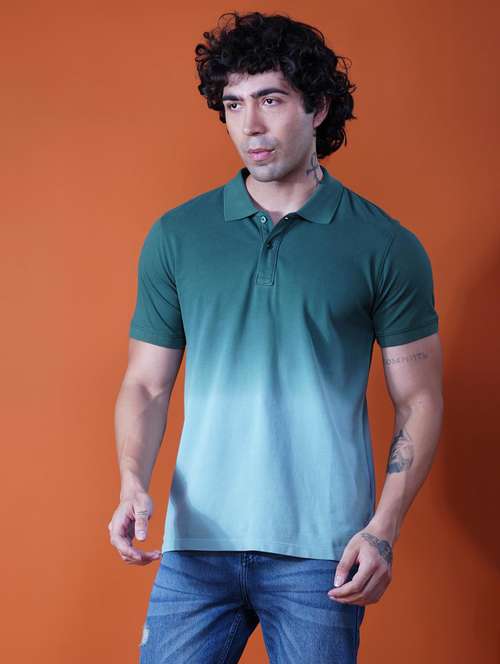 men ombre print short sleeve regular fit polo t-shirt - 21935558 -  Standard Image - 0