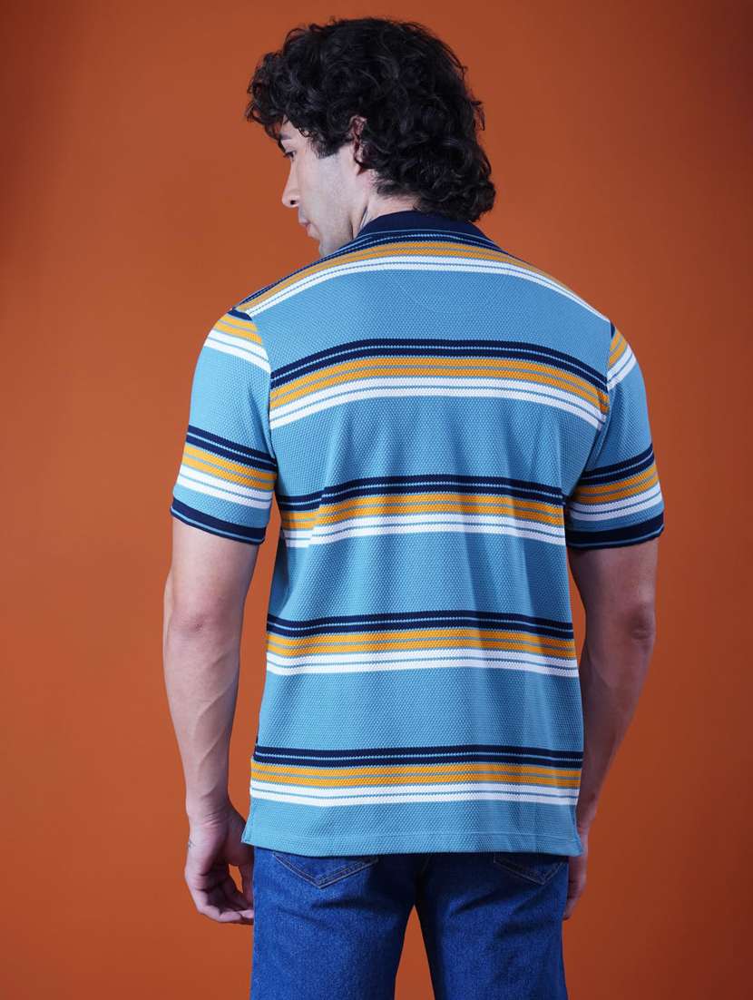 men striped short sleeve regular fit polo t-shirt - 21935564 -  Standard Image - 3