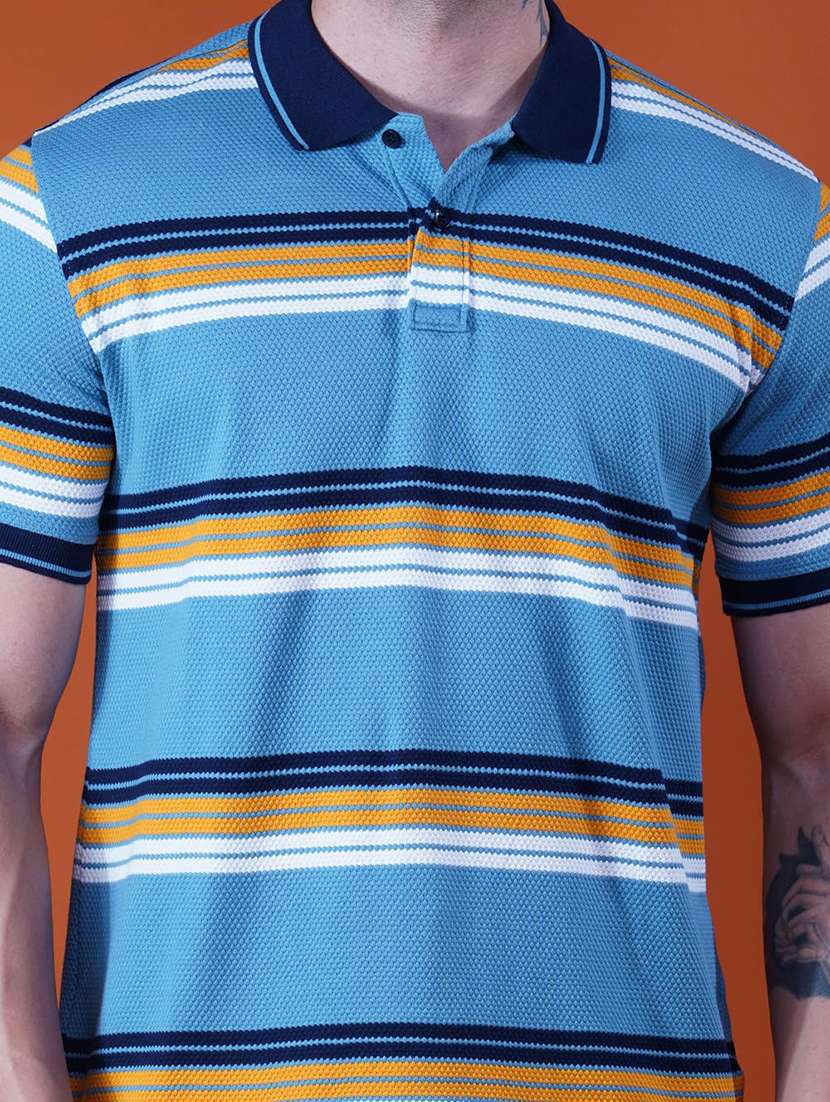 men striped short sleeve regular fit polo t-shirt - 21935564 -  Standard Image - 5