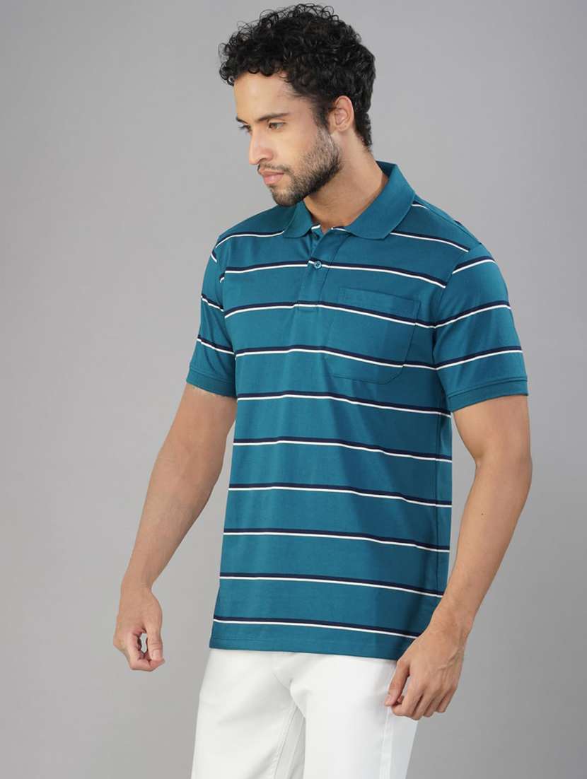men striped short sleeve regular fit polo t-shirt