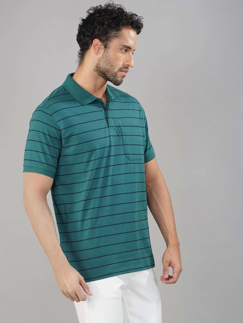 men striped short sleeve regular fit polo t-shirt
