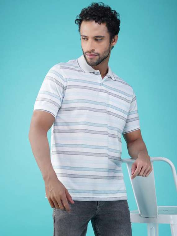 men striped short sleeve regular fit polo t-shirt