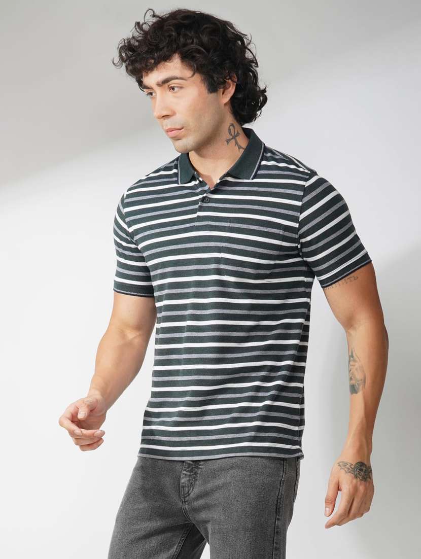 men striped short sleeve regular fit polo t-shirt - 21935574 - Zoom Image - 0