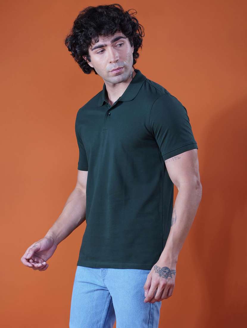 men solid short sleeve regular fit polo t-shirt