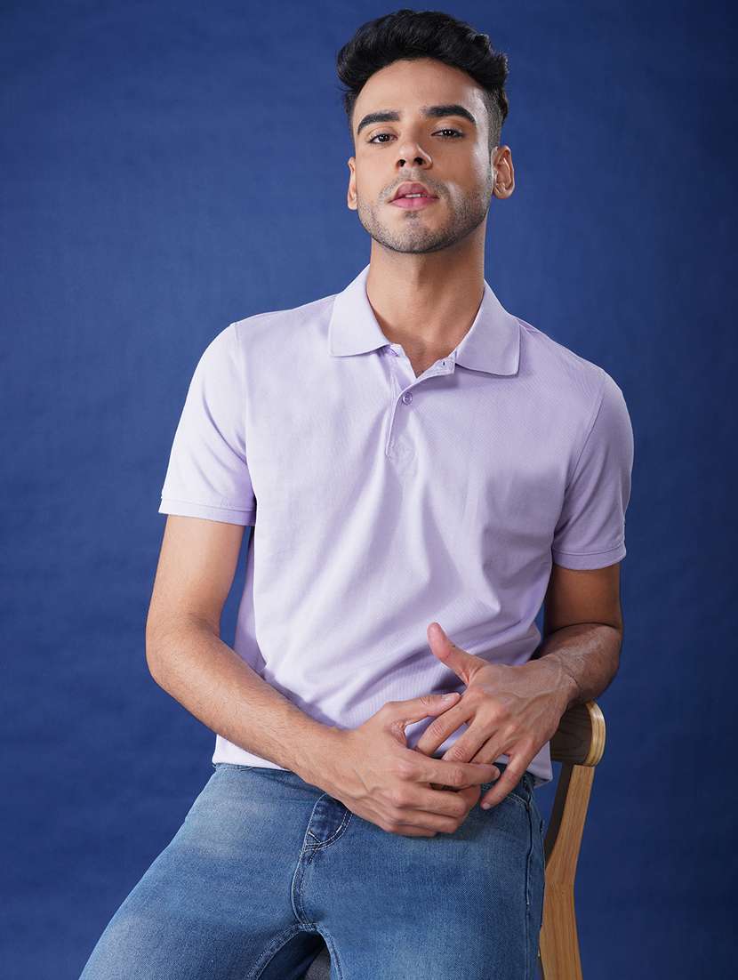 men solid short sleeve regular fit polo t-shirt