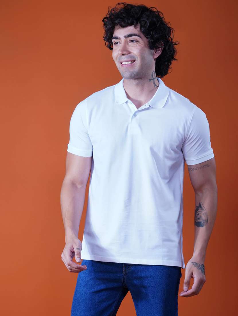 men solid short sleeve regular fit polo t-shirt