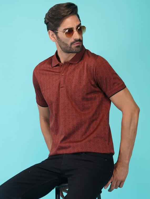 women printed short sleeve regular fit polo t-shirt