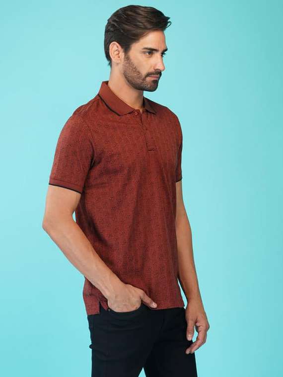 women printed short sleeve regular fit polo t-shirt - 21935597 - Standard Image - 3