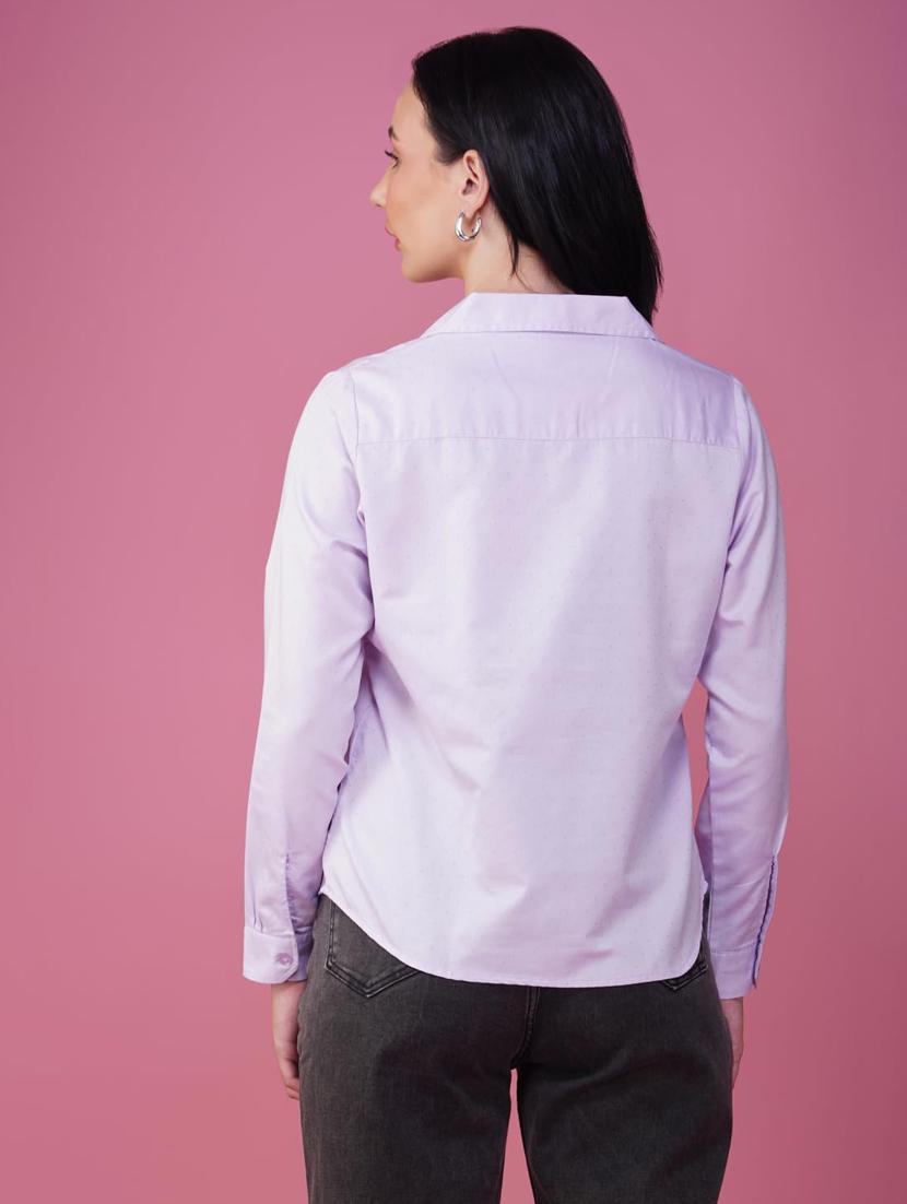 women solid collared long sleeve shirt - 21935598 - Standard Image - 3