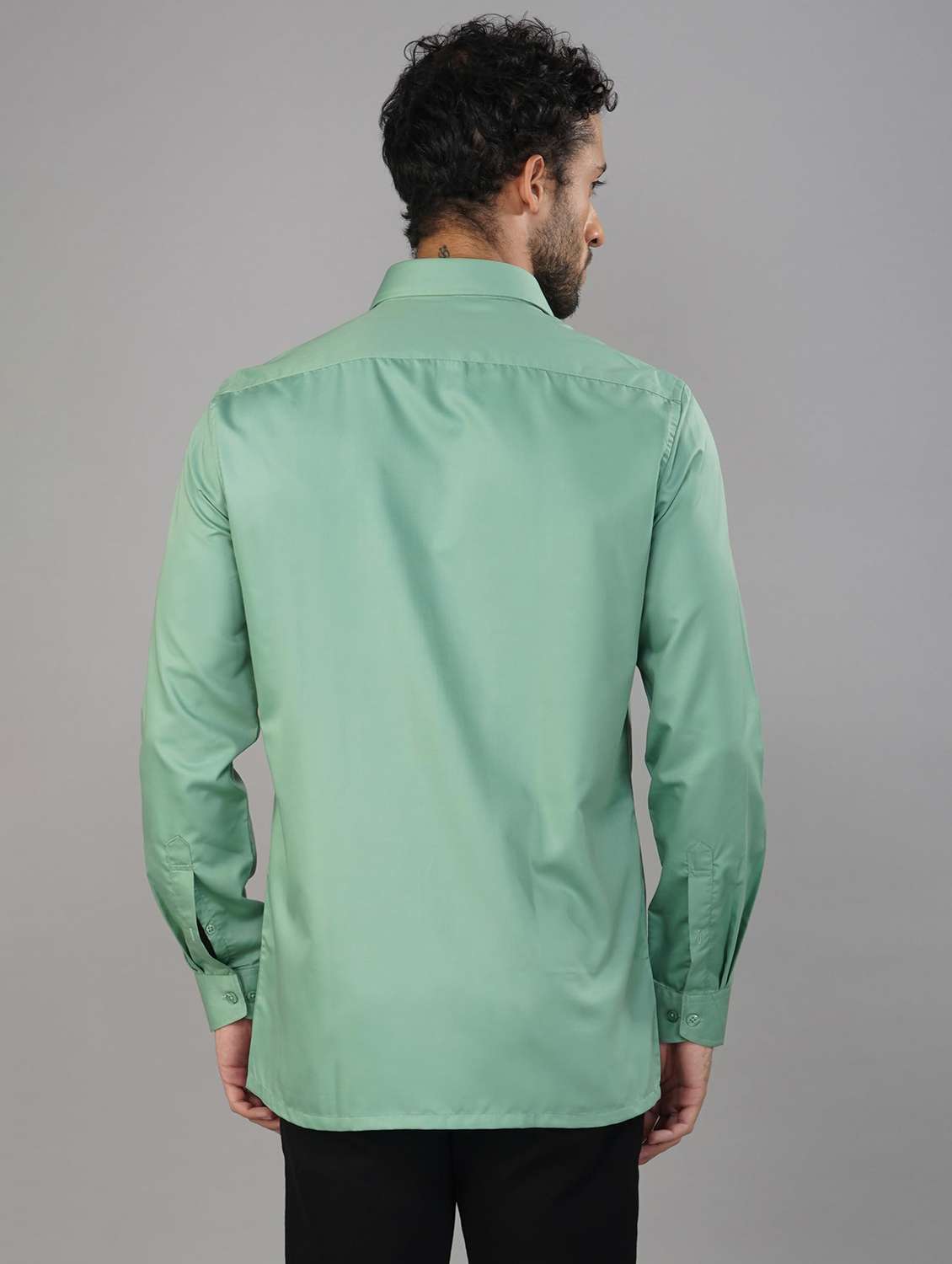 men solid collared long sleeve regular fit shirt - 21935608 -  Standard Image - 3