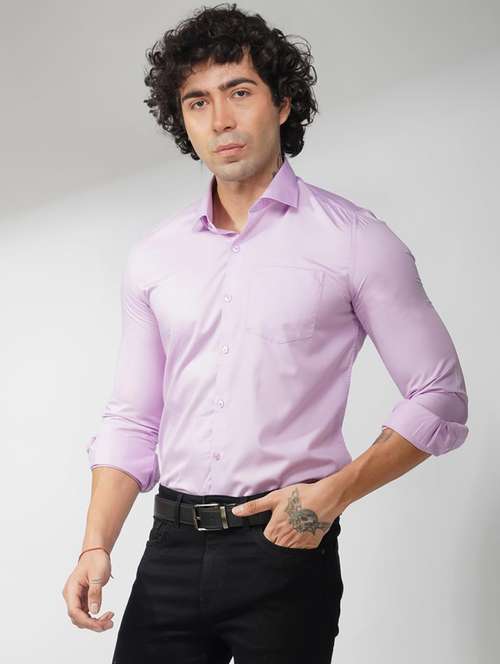 men solid collared long sleeve regular fit shirt - 21935611 -  Standard Image - 0
