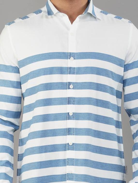 men striped collared long sleeve shirt - 21935619 - Standard Image - 5