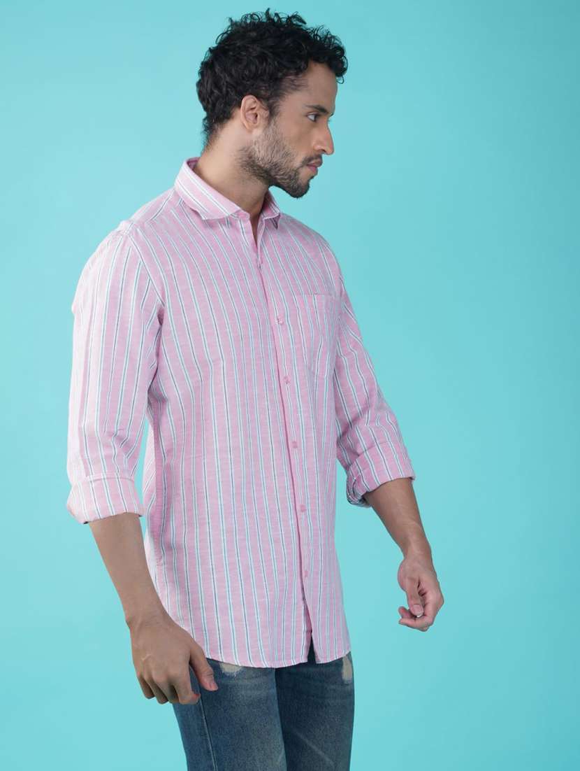 men striped collared long sleeves casual shirt - 21935622 -  Standard Image - 3