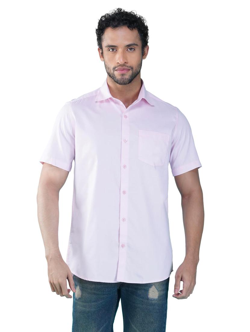 men solid collared short sleeve regular fit shirt - 21935627 - Standard Image - 3