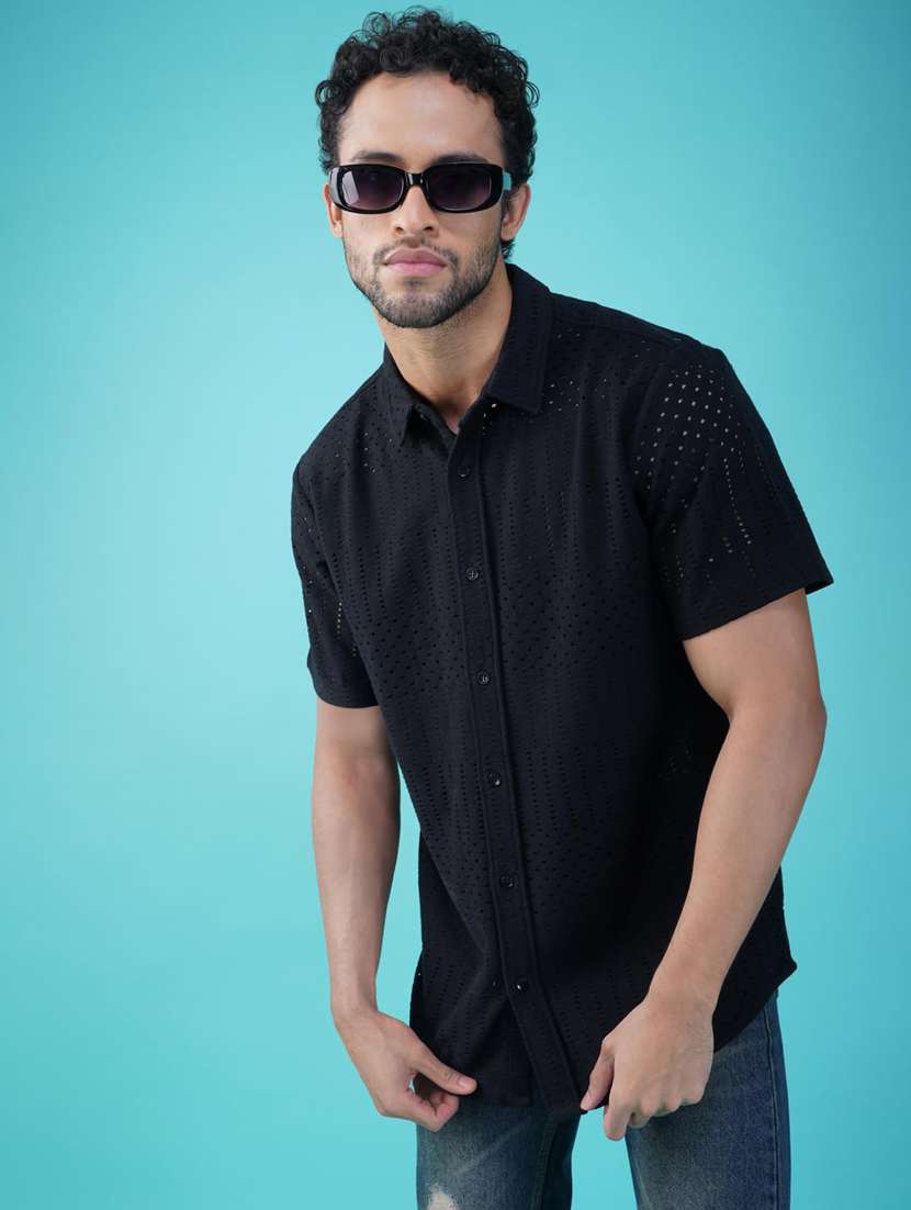 men self designed collared short sleeve shirt - 21935636 -  Zoom Image - 0