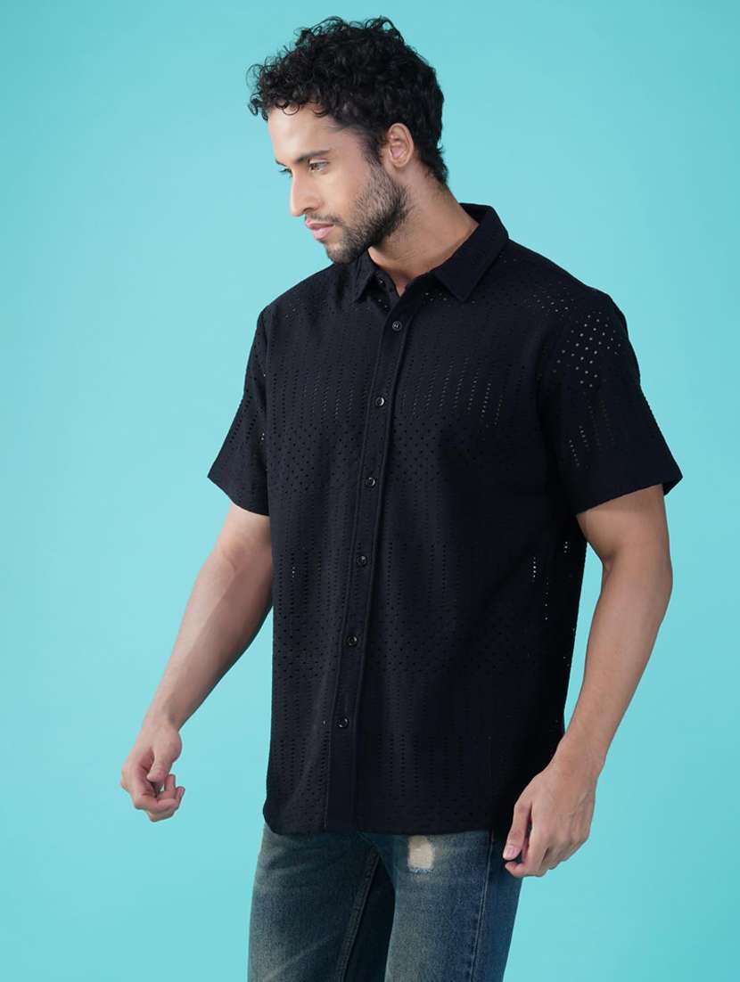 men self designed collared short sleeve shirt - 21935636 - Standard Image - 3