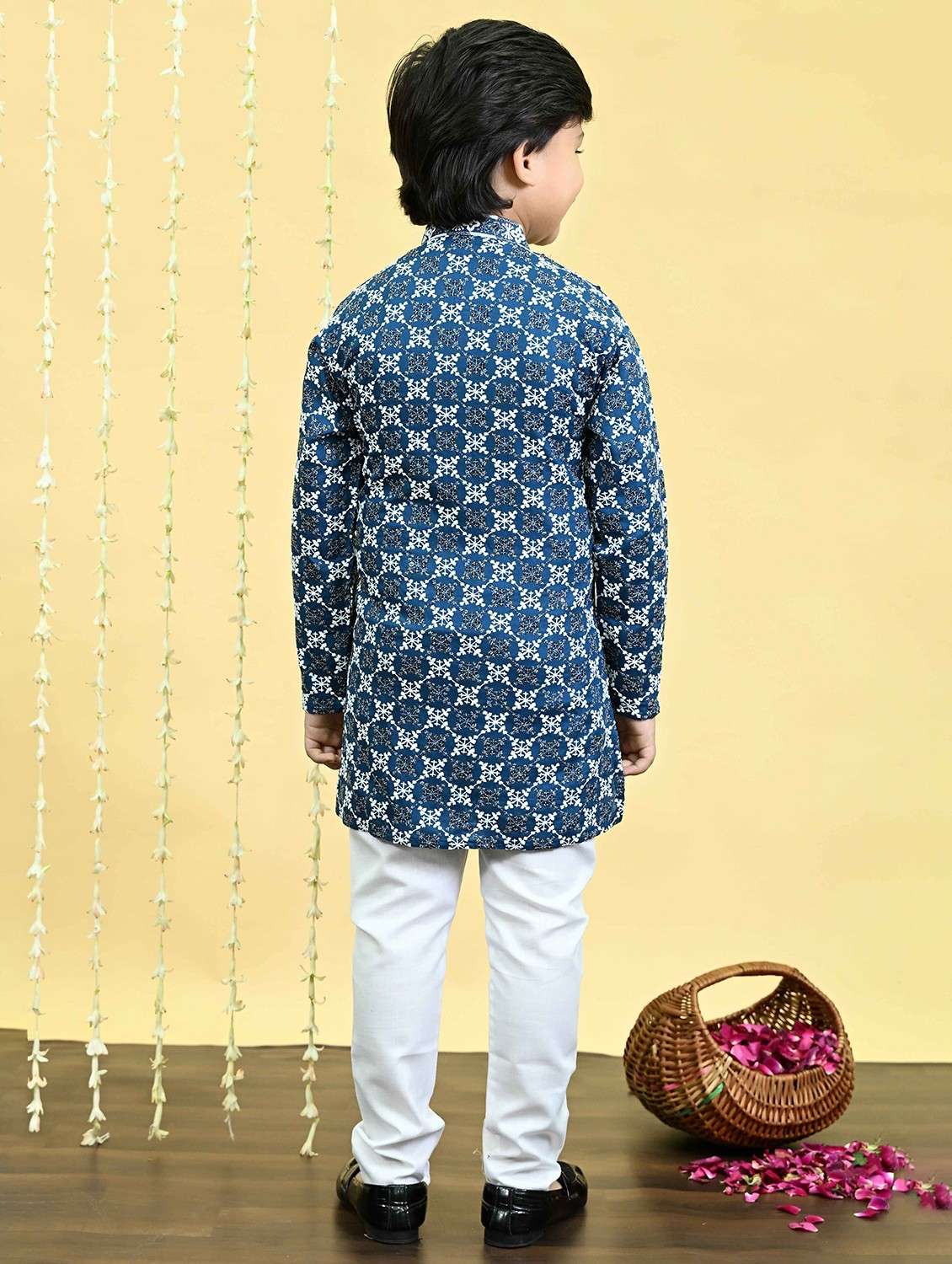 boys embroidered kurta and pyjama set - 21935658 -  Standard Image - 3