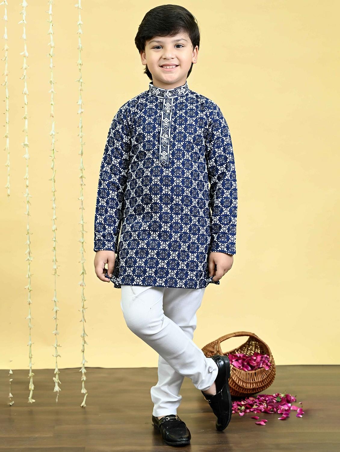 boys embroidered kurta and pyjama set - 21935661 -  Zoom Image - 0