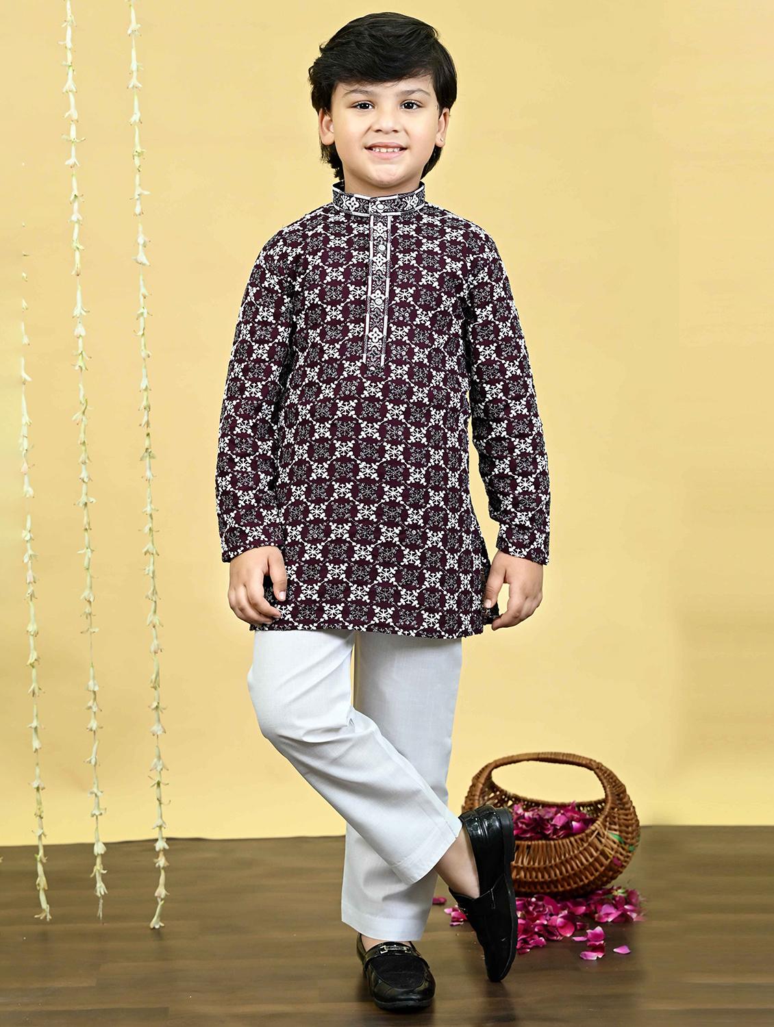 boys embroidered kurta and pyjama set - 21935662 -  Zoom Image - 0