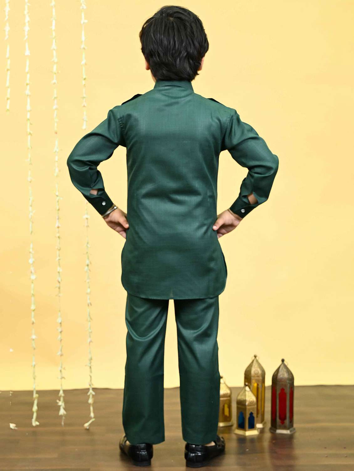 boys solid long sleeve kurta and pyjama set - 21935664 -  Standard Image - 3