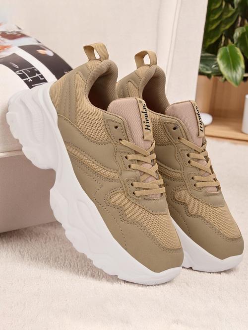 women beige lace-up sports shoe - 21935682 -  Standard Image - 0