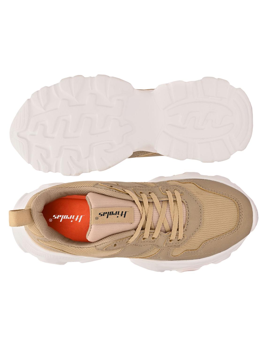 women beige lace-up sports shoe - 21935682 - Standard Image - 3
