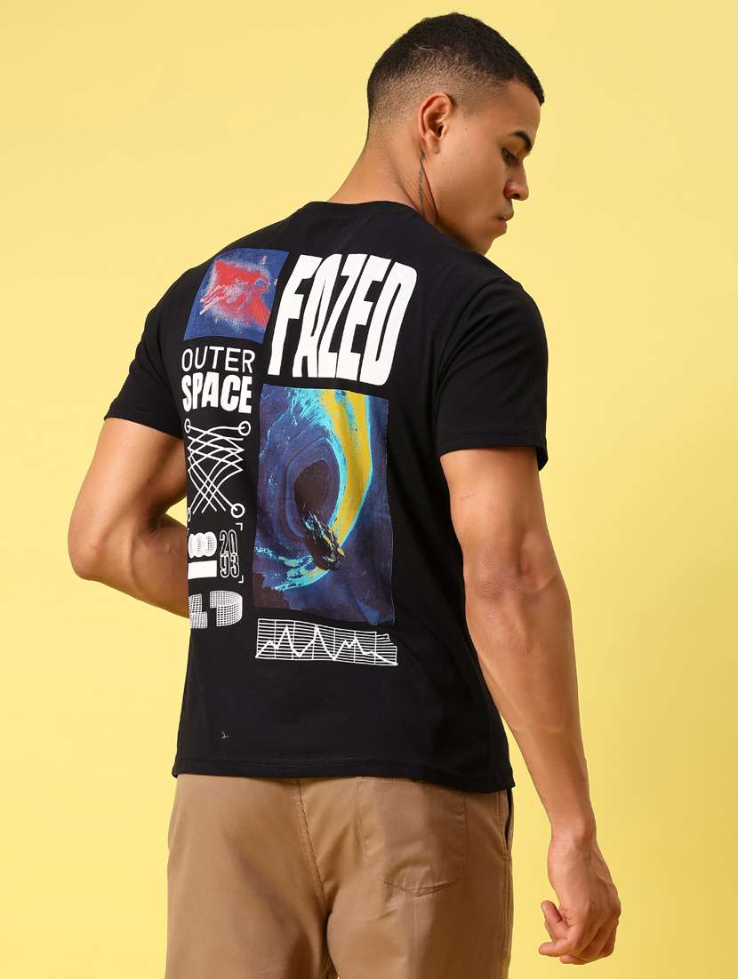 men front & back print round neck regular fit t-shirt - 21935855 -  Standard Image - 3