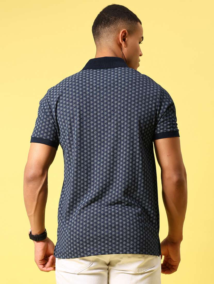 men printed short sleeve slim fit polo t-shirt - 21935857 -  Standard Image - 3