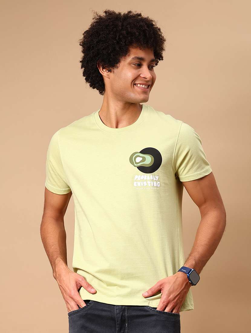 men front & back print round neck regular fit t-shirt