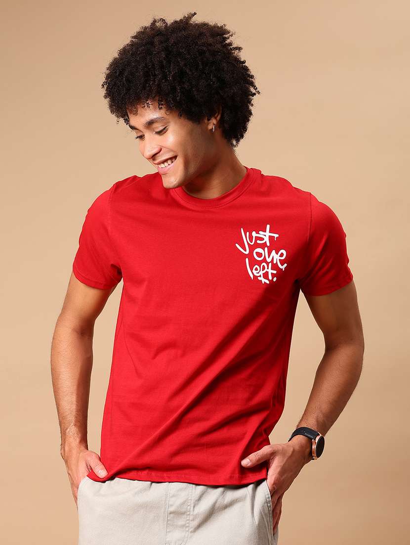 men front & back print round neck regular fit t-shirt