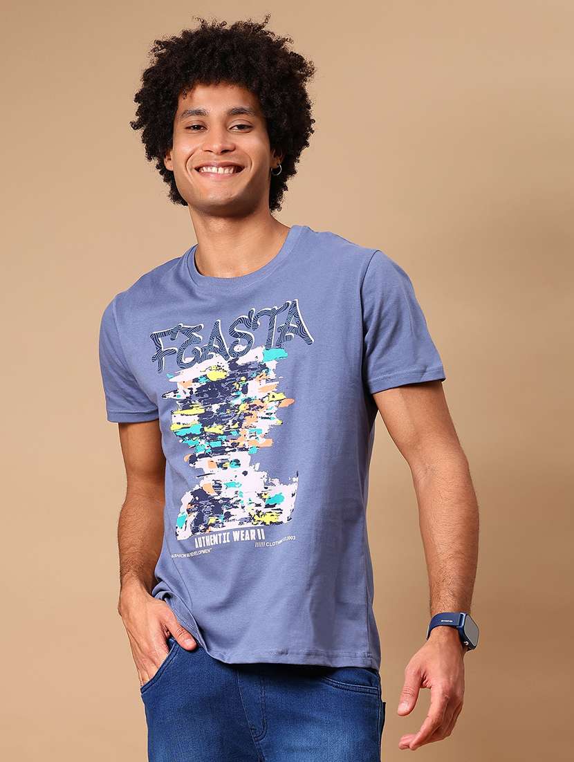 men printed short sleeve regular fit t-shirt