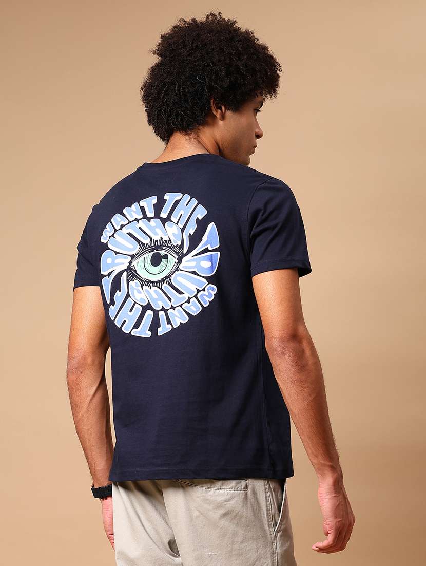 men front & back print round neck regular fit t-shirt - 21935865 -  Standard Image - 3