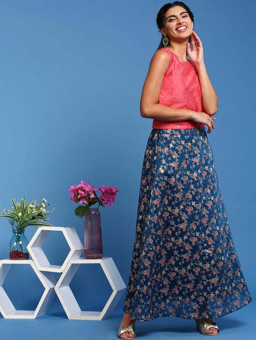 women floral printed high rise a-line skirt - 21935881 - Standard Image - 3