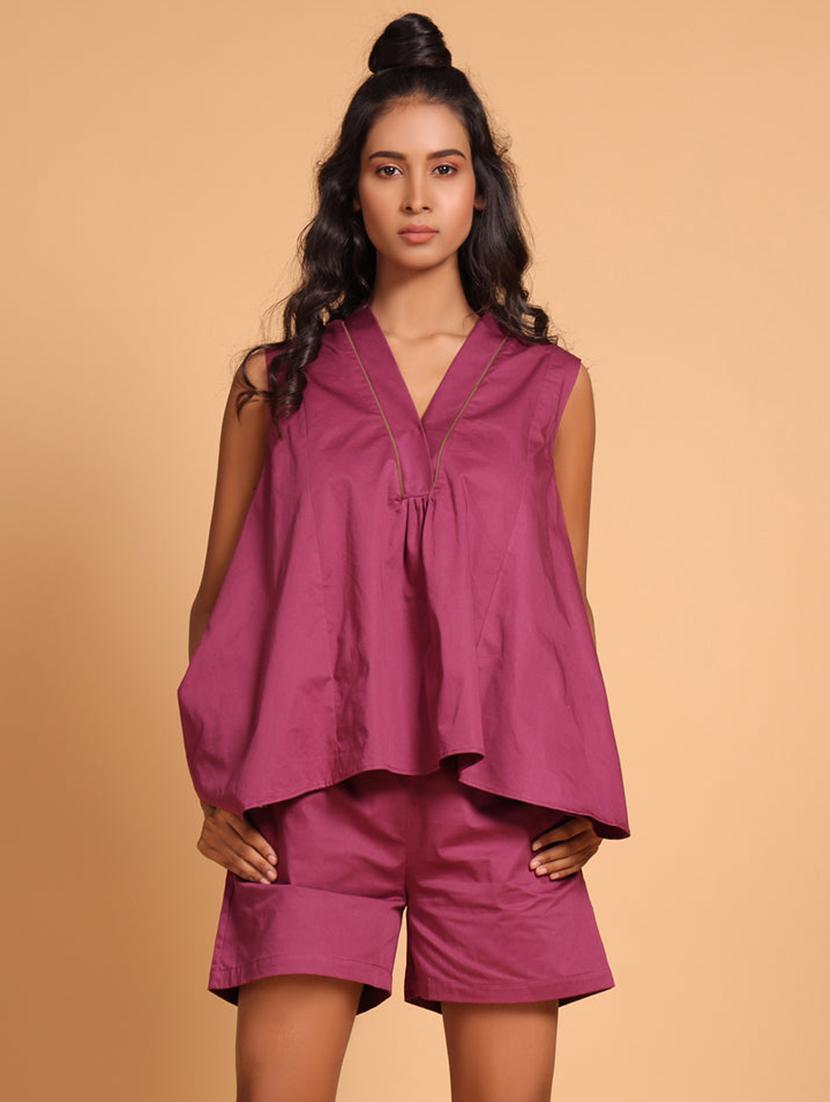 women purple solid sleeveless co-ord set - 21935905 - Zoom Image - 0