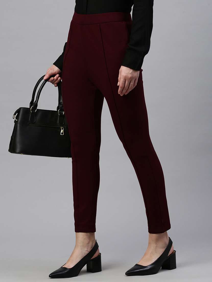 women solid mid rise slim fit jegging