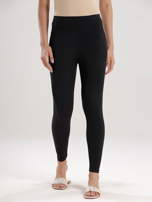 women black solid high rise ankle length legging - 21935958 - Standard Image - 0