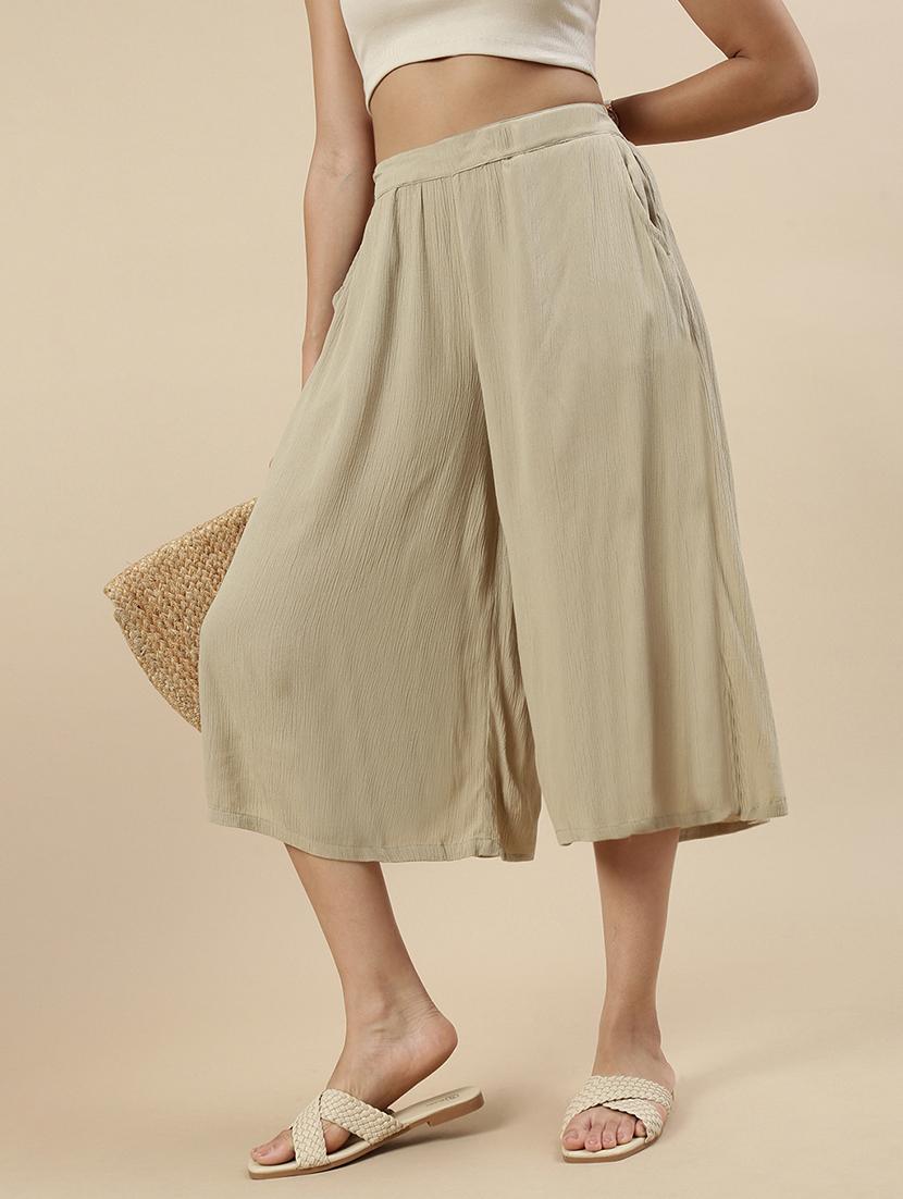 women solid high rise culottes - 21935963 - Zoom Image - 0